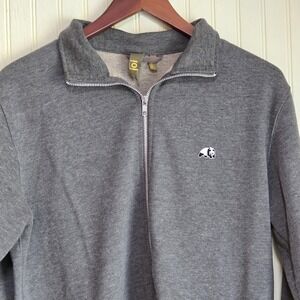 Enjoi Sweatshirt Mens Medium Gray Fleece Quarter Zip Mock Neck Panda Logo